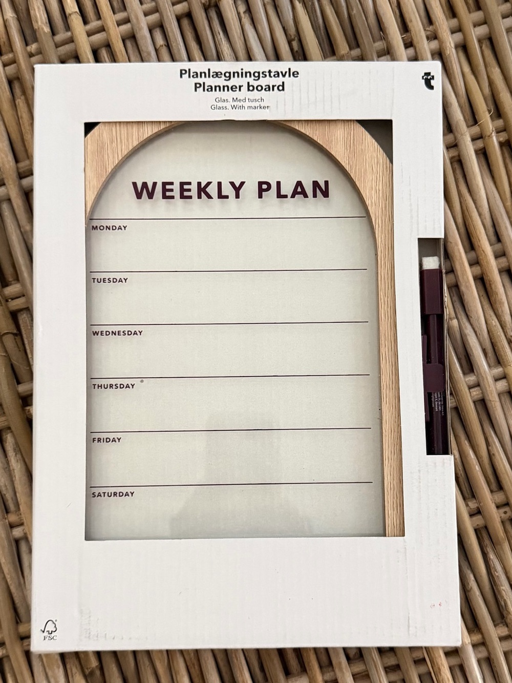 Flying Tiger Copenhagen - Weekly Planner Board Glass with Dry Erase Marker